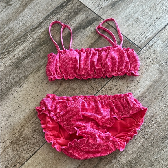 Pink Ruffled Kids Bikini - Picture 2 of 4